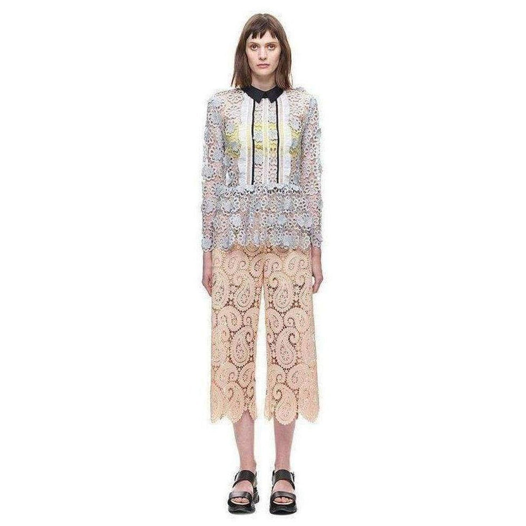 Ice Grey 3D Floral Guipure Lace Shirt