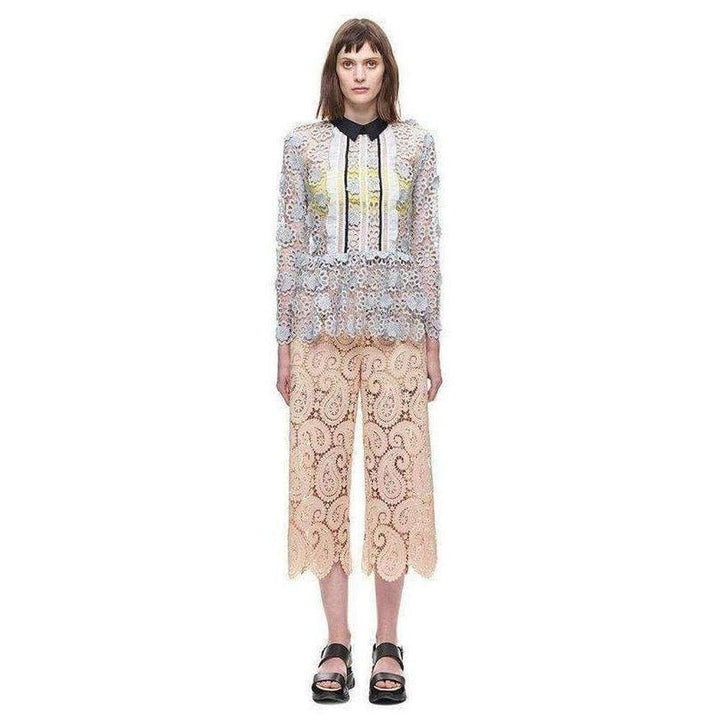 Ice Grey 3D Floral Guipure Lace Shirt