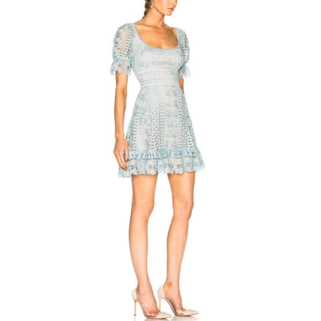 Light Blue Floral Lace Dress