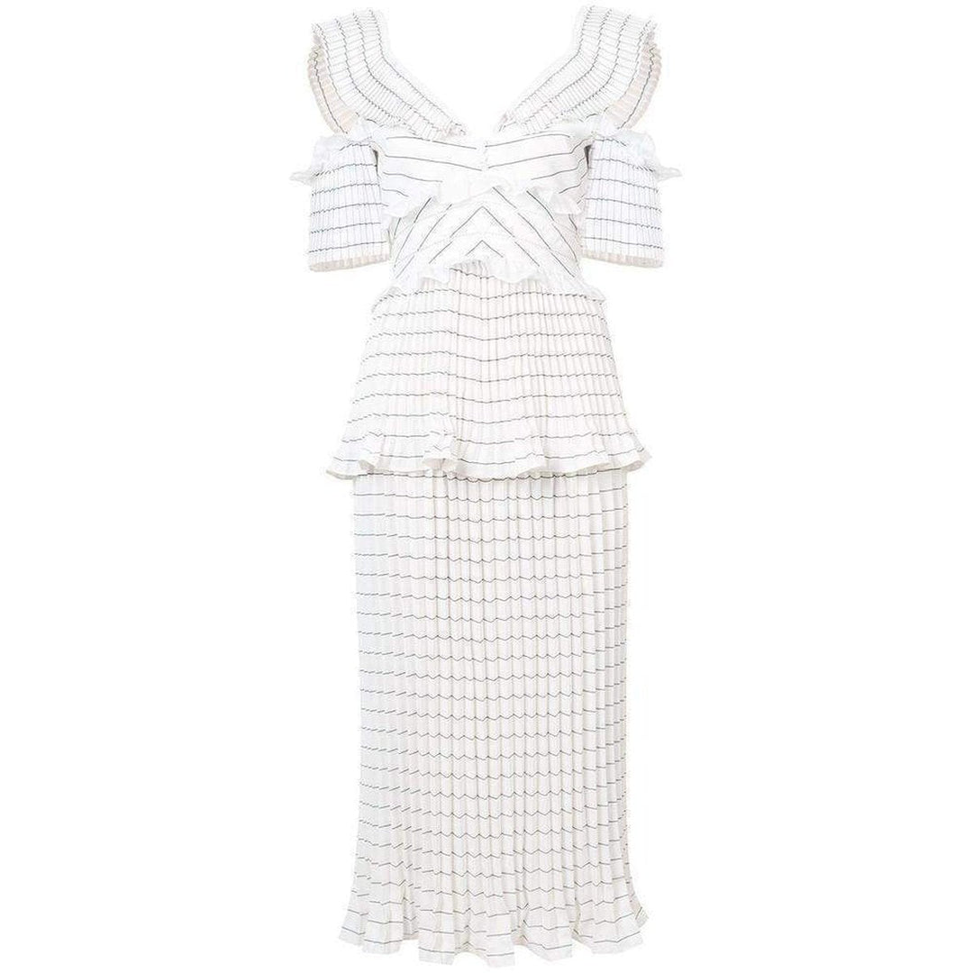 Self-Portrait-Monochrome Stripe Dress - Runway Catalog