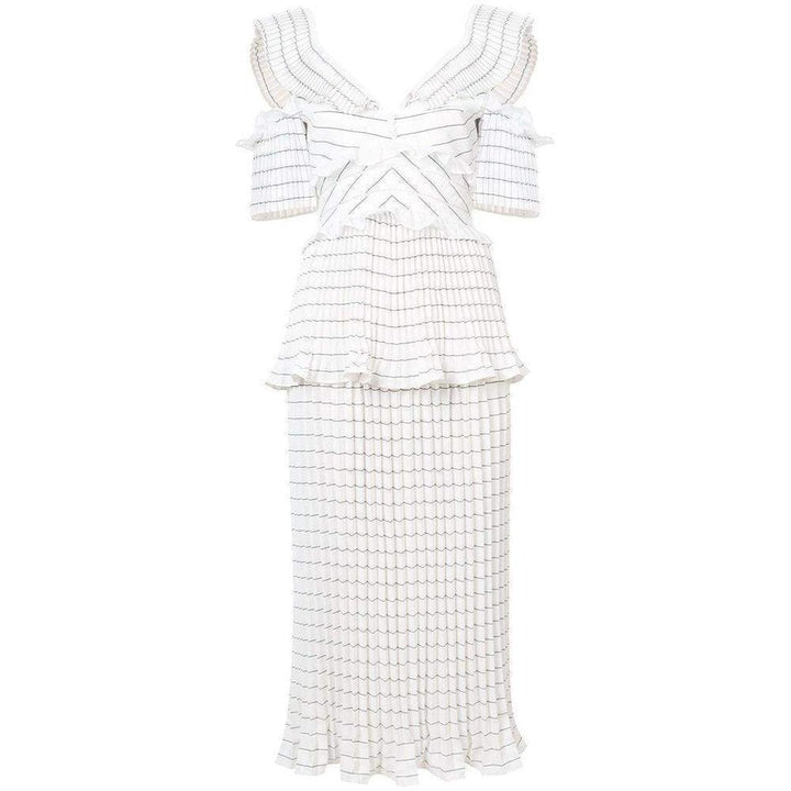Self-Portrait-Monochrome Stripe Dress - Runway Catalog
