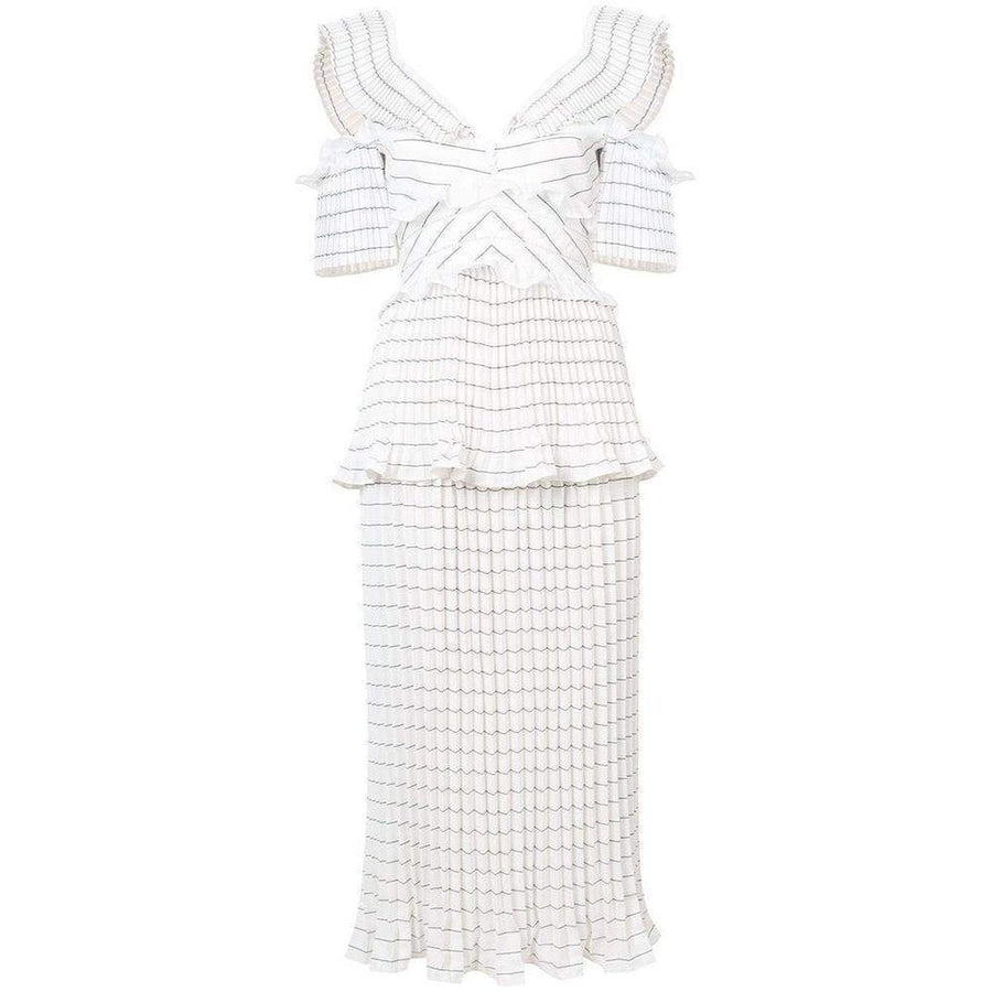 Self-Portrait-Monochrome Stripe Dress - Runway Catalog