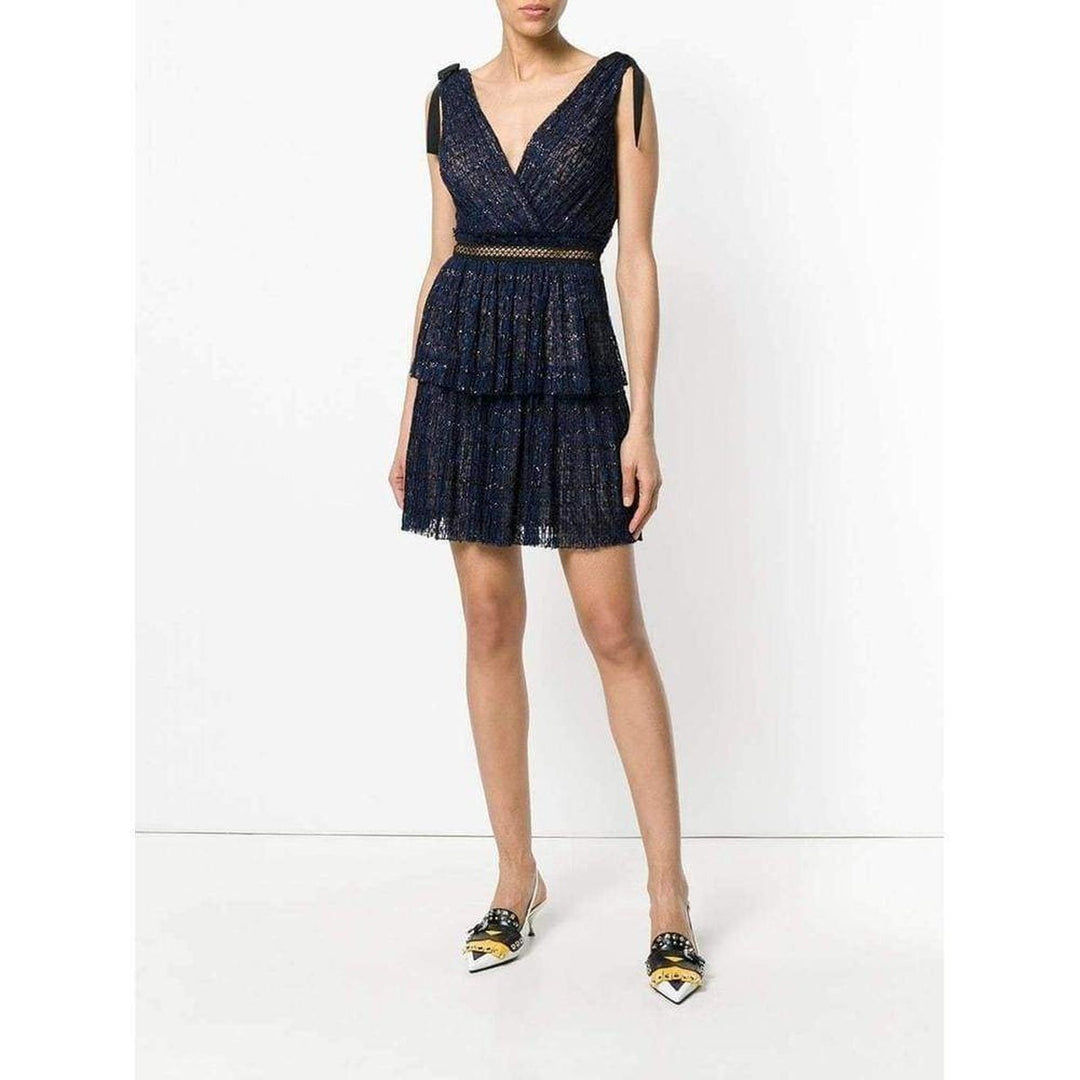 Navy Metallic Pattern Dress
