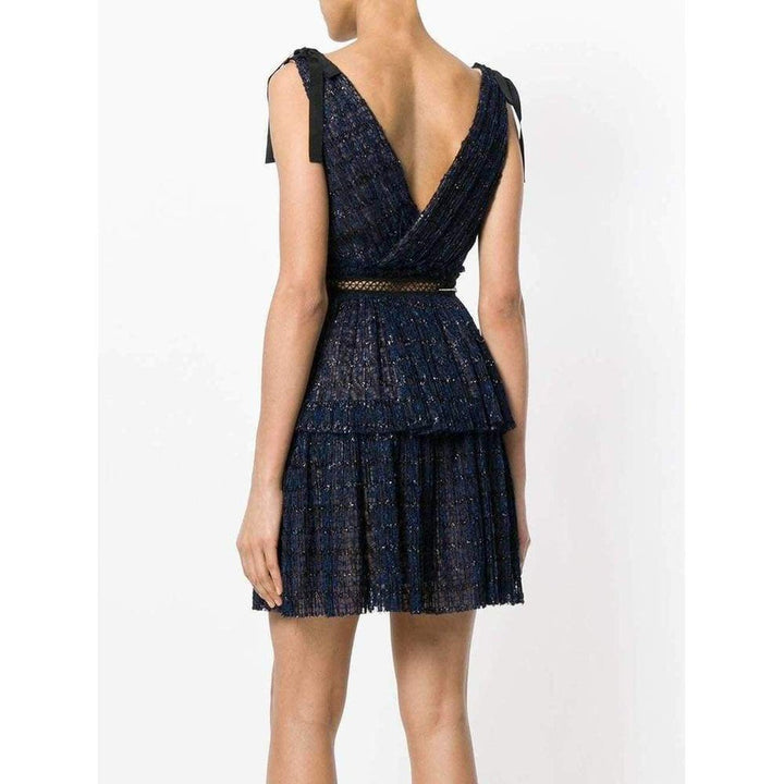 Navy Metallic Pattern Dress