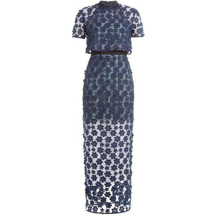Self-Portrait-Overlay Lace Maxi Dress - Runway Catalog