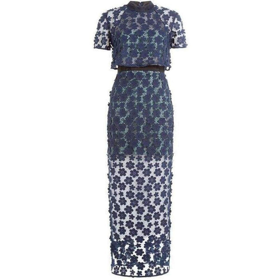 Self-Portrait-Overlay Lace Maxi Dress - Runway Catalog
