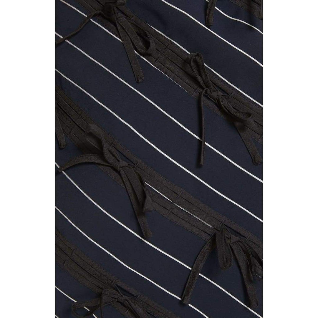 Pinstripe Ribbon Asymmetric Panelled Mini Skirt