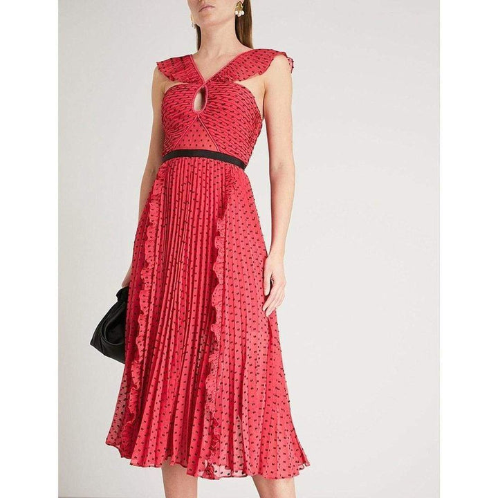 Plumetis Chiffon Midi Dress
