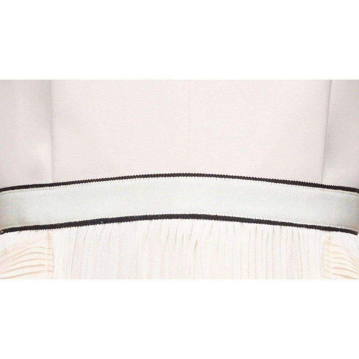 V-Neck Dress with Fluted Pleats
