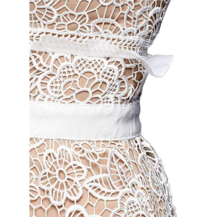 White Floral Lace Midi Dress