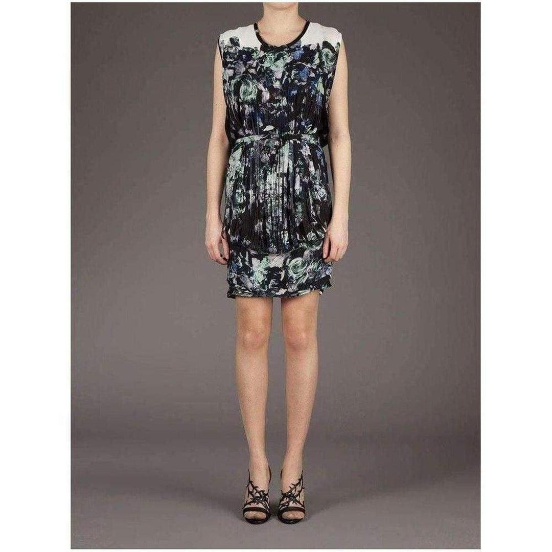 Floral Printed Fringe Silk Dress