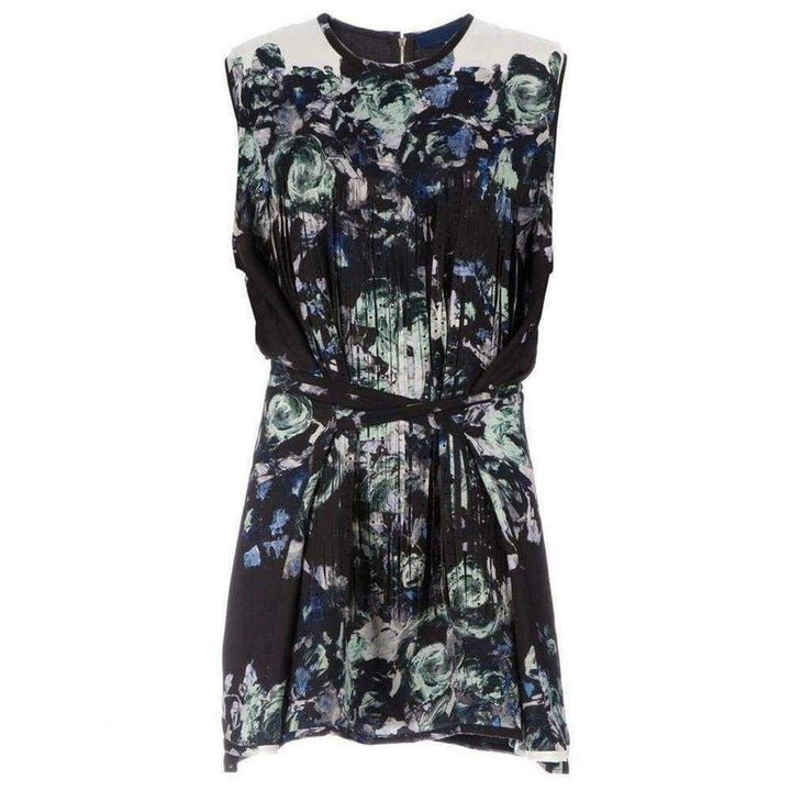Sharon Wauchob-Floral Printed Fringe Silk Dress - Runway Catalog