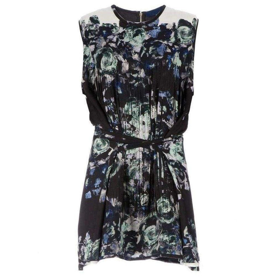Sharon Wauchob-Floral Printed Fringe Silk Dress - Runway Catalog