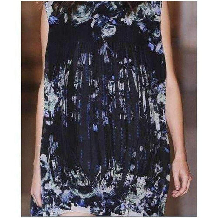 Floral Printed Fringe Silk Dress