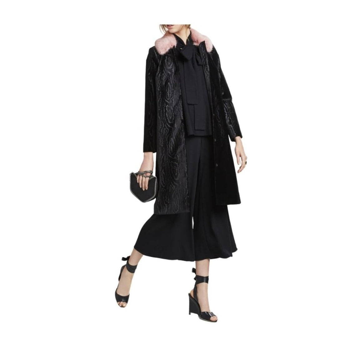 Black Marie Faux Fur Collar Velvet Coat