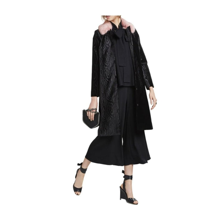 Black Marie Faux Fur Collar Velvet Coat