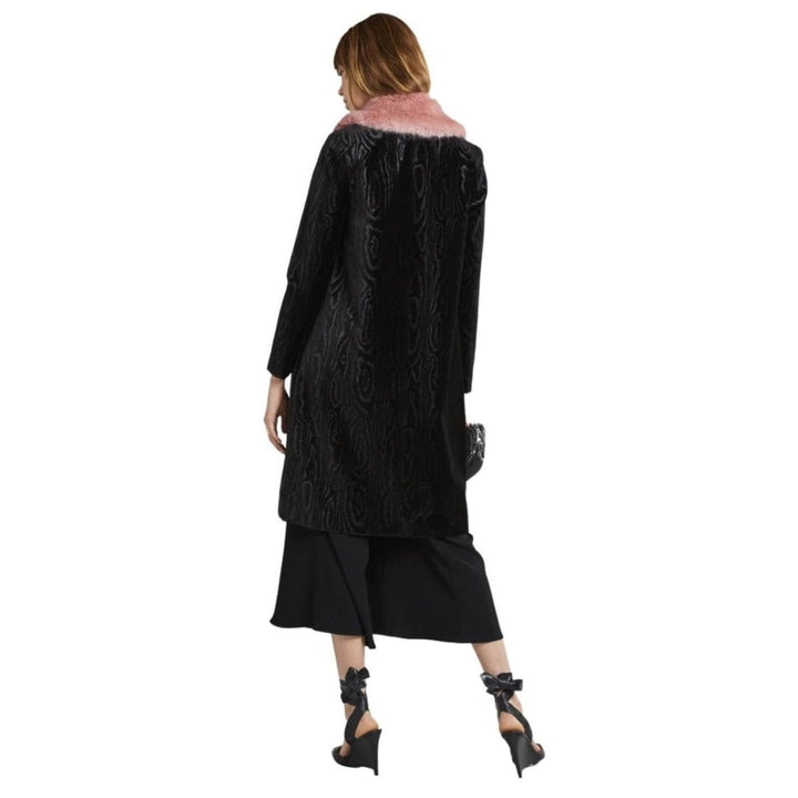 Black Marie Faux Fur Collar Velvet Coat