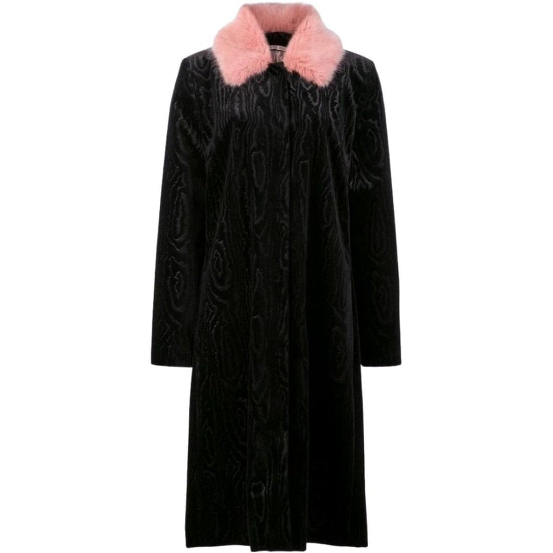 Shrimps-Black Marie Faux Fur Collar Velvet Coat - Runway Catalog