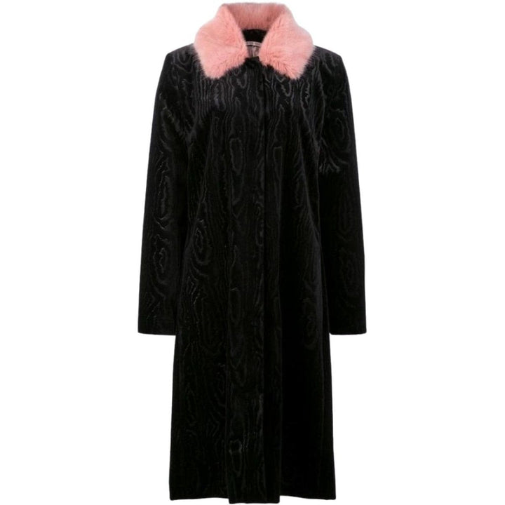Shrimps-Black Marie Faux Fur Collar Velvet Coat - Runway Catalog