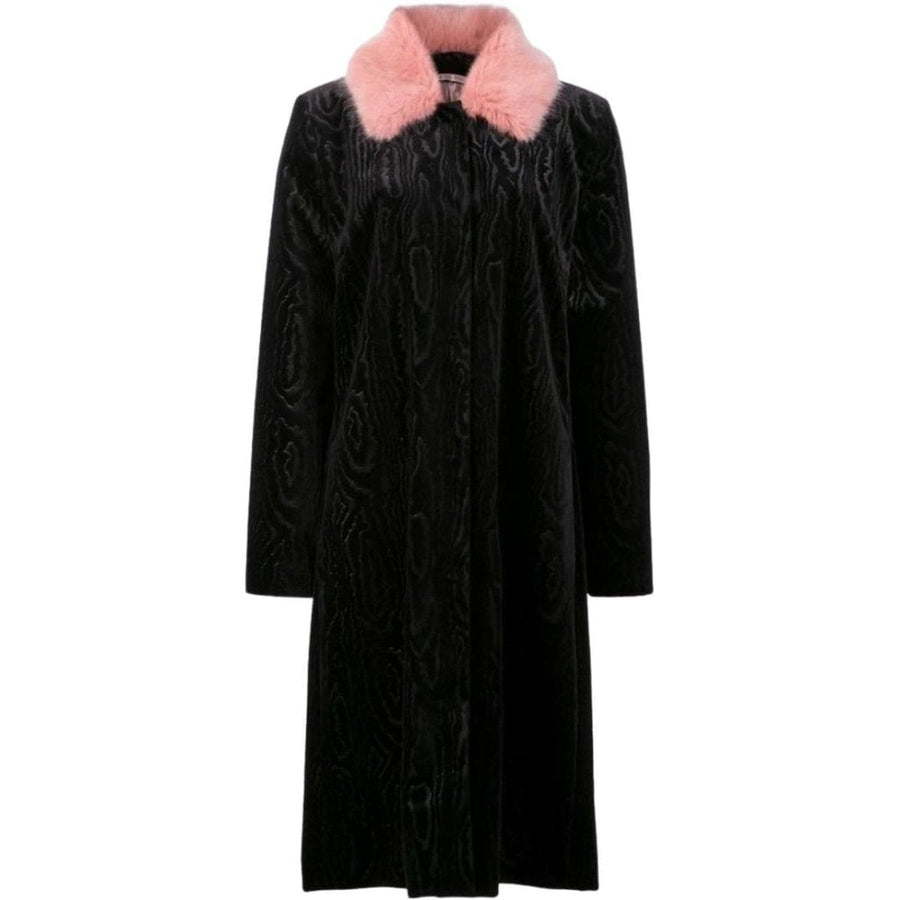 Shrimps-Black Marie Faux Fur Collar Velvet Coat - Runway Catalog