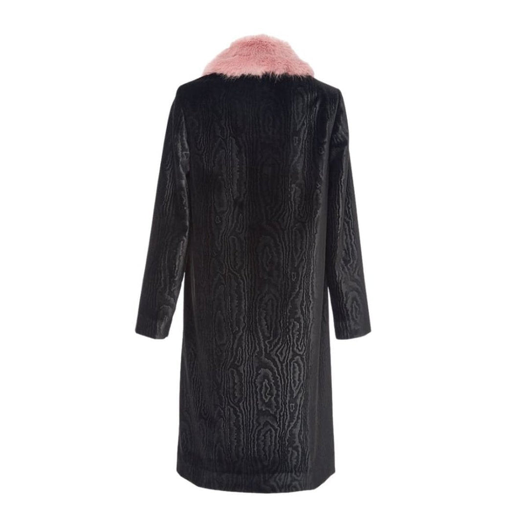 Black Marie Faux Fur Collar Velvet Coat