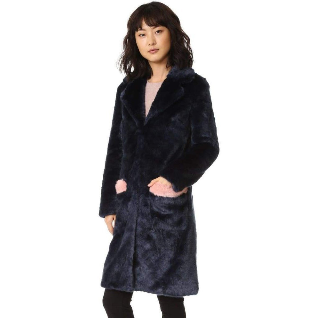 Claude Faux Fur Blue Pink Coat