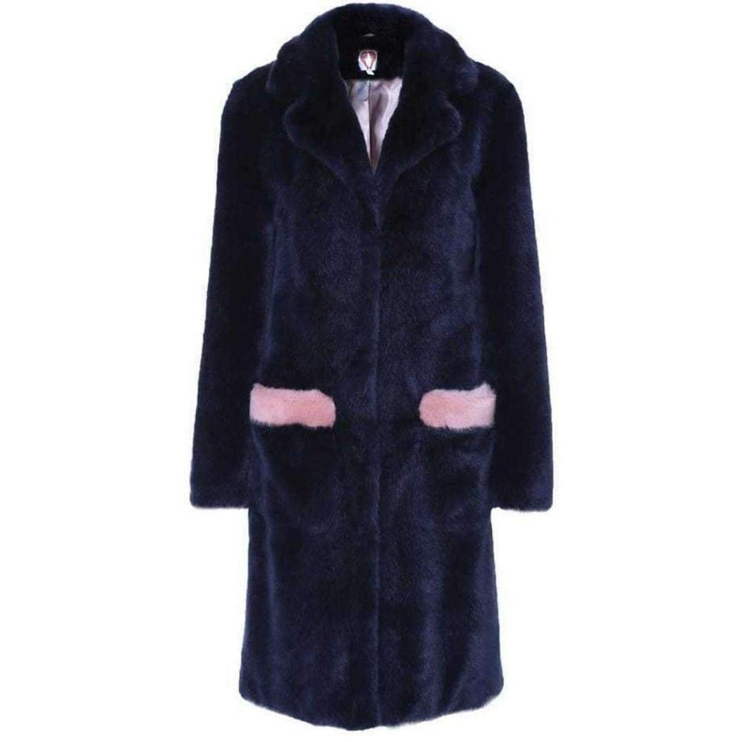 Shrimps-Claude' Faux Fur Blue Pink Coat - Runway Catalog