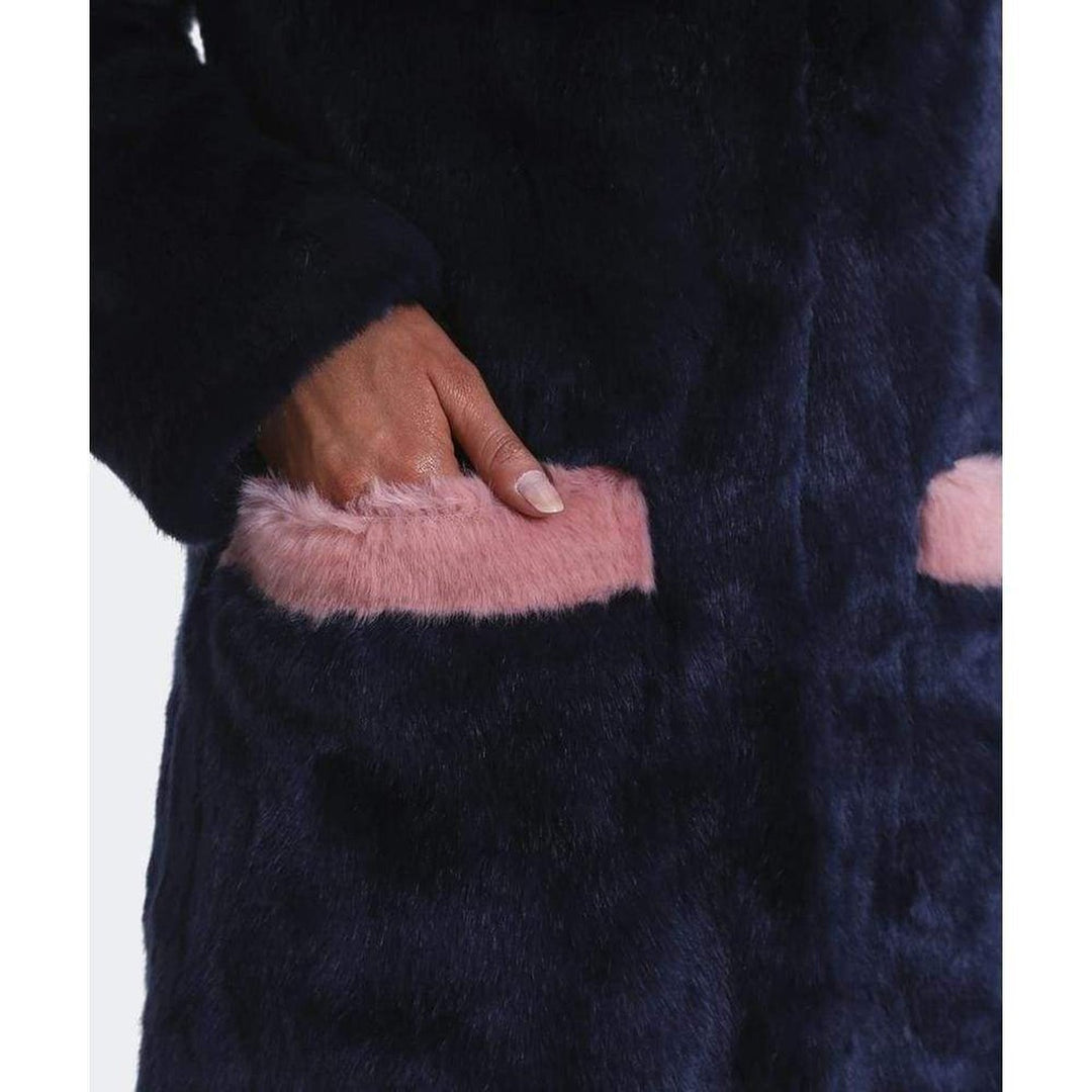 Claude Faux Fur Blue Pink Coat