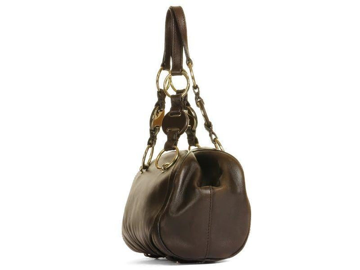 YSL Small Brown Ring Handle Bag
