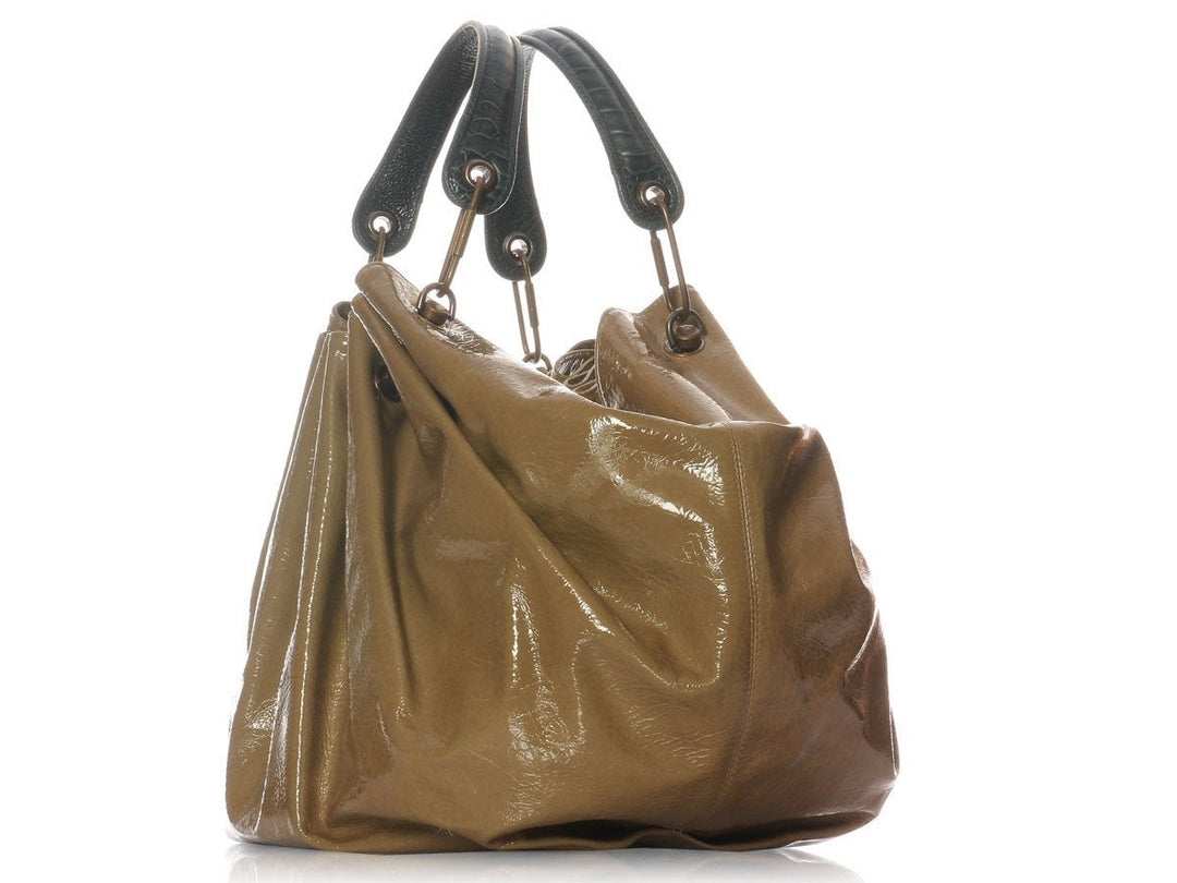 Lanvin Taupe Patent Sac Polisson PM