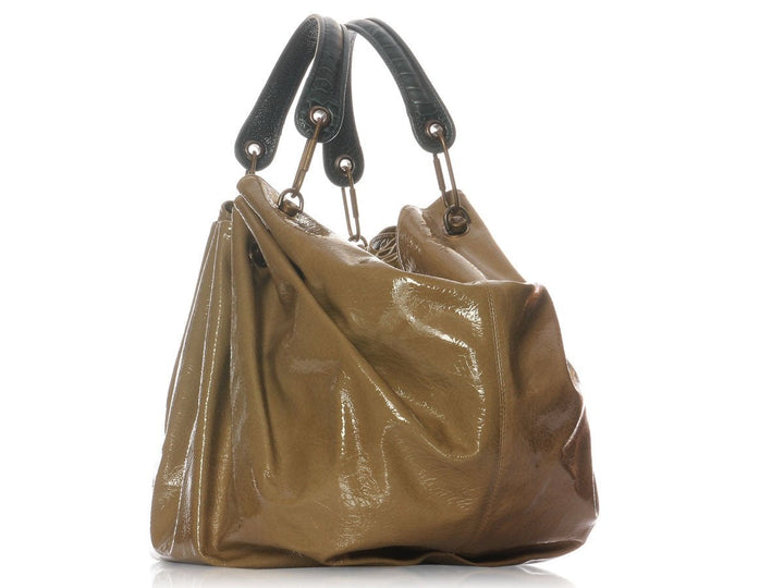 Lanvin Taupe Patent Sac Polisson PM