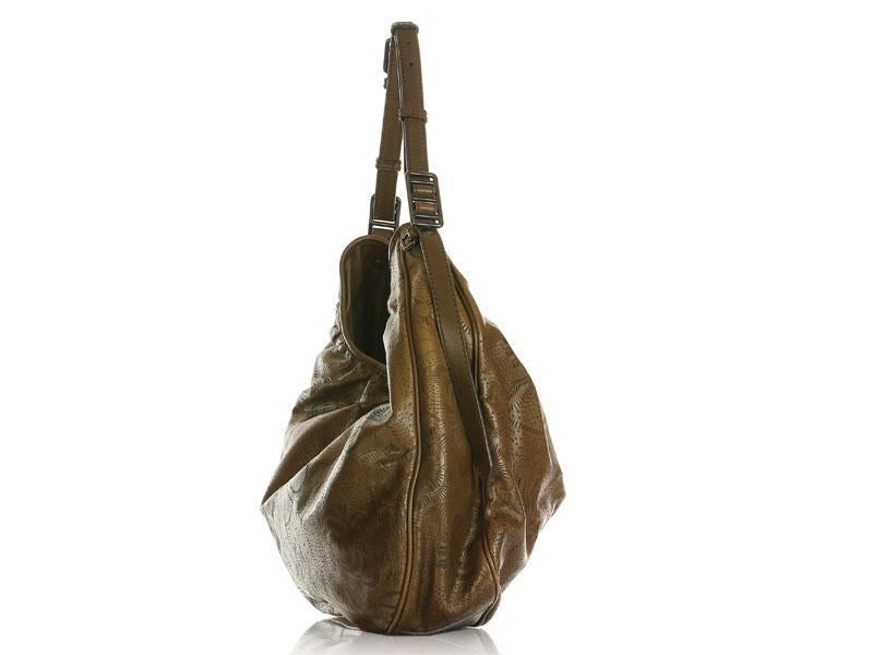 Burbe**y Brown Perforated Flowers Hobo