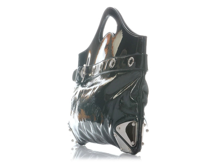 G*G Large Black Patent Indy Clutch