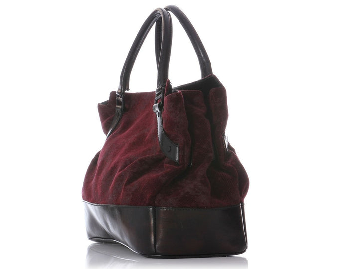 Burbe**y Burgundy Velvet Tote