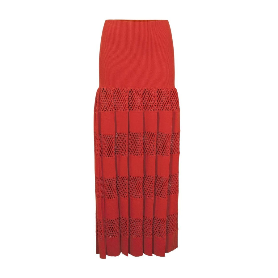 Sonia Rykiel-Red Crochet Knit Maxi Skirt - Runway Catalog