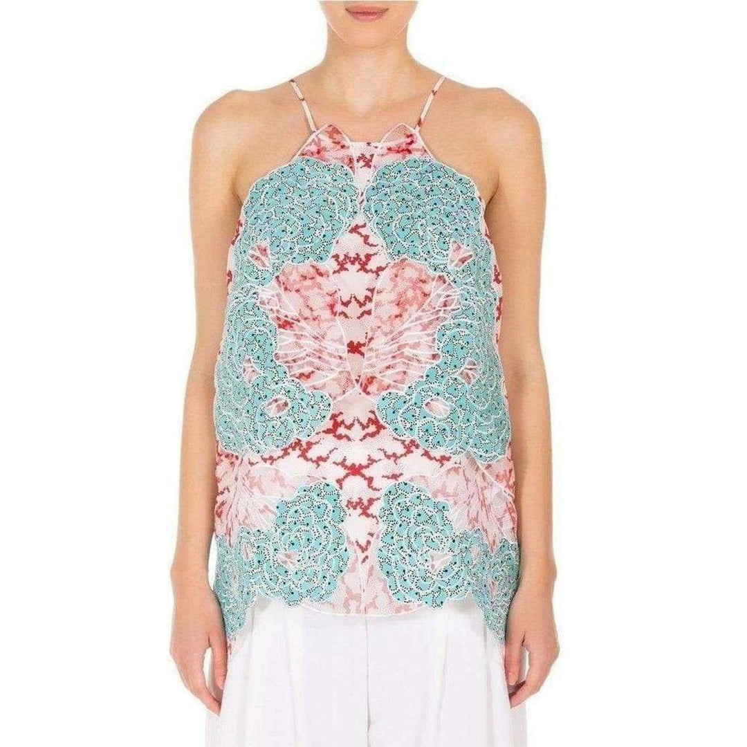 Applique Silk Collen Sleeveless Blouse