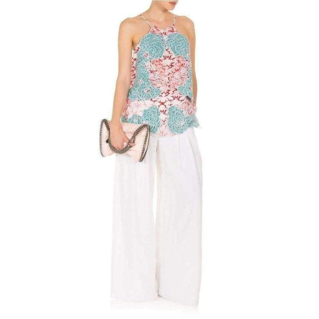 Applique Silk Collen Sleeveless Blouse