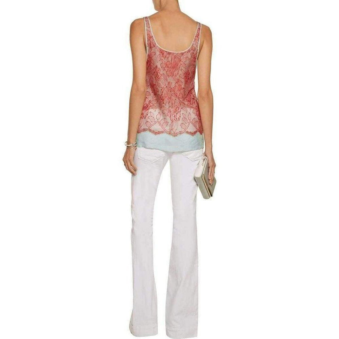 Bree Floral Motif Lace Over Silk Tanktop