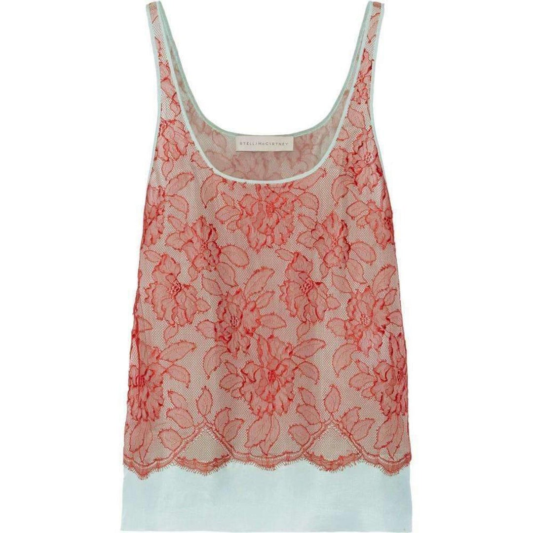 Stella McCartney-Bree Floral Motif Lace Over Silk Tanktop - Runway Catalog