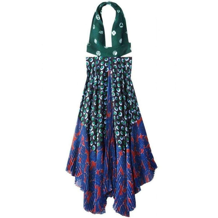 Stella McCartney-Caroline asymmetric printed silk and crepe dress - Runway Catalog
