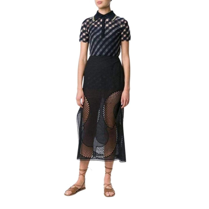 Perforated A-Line Black Skirt