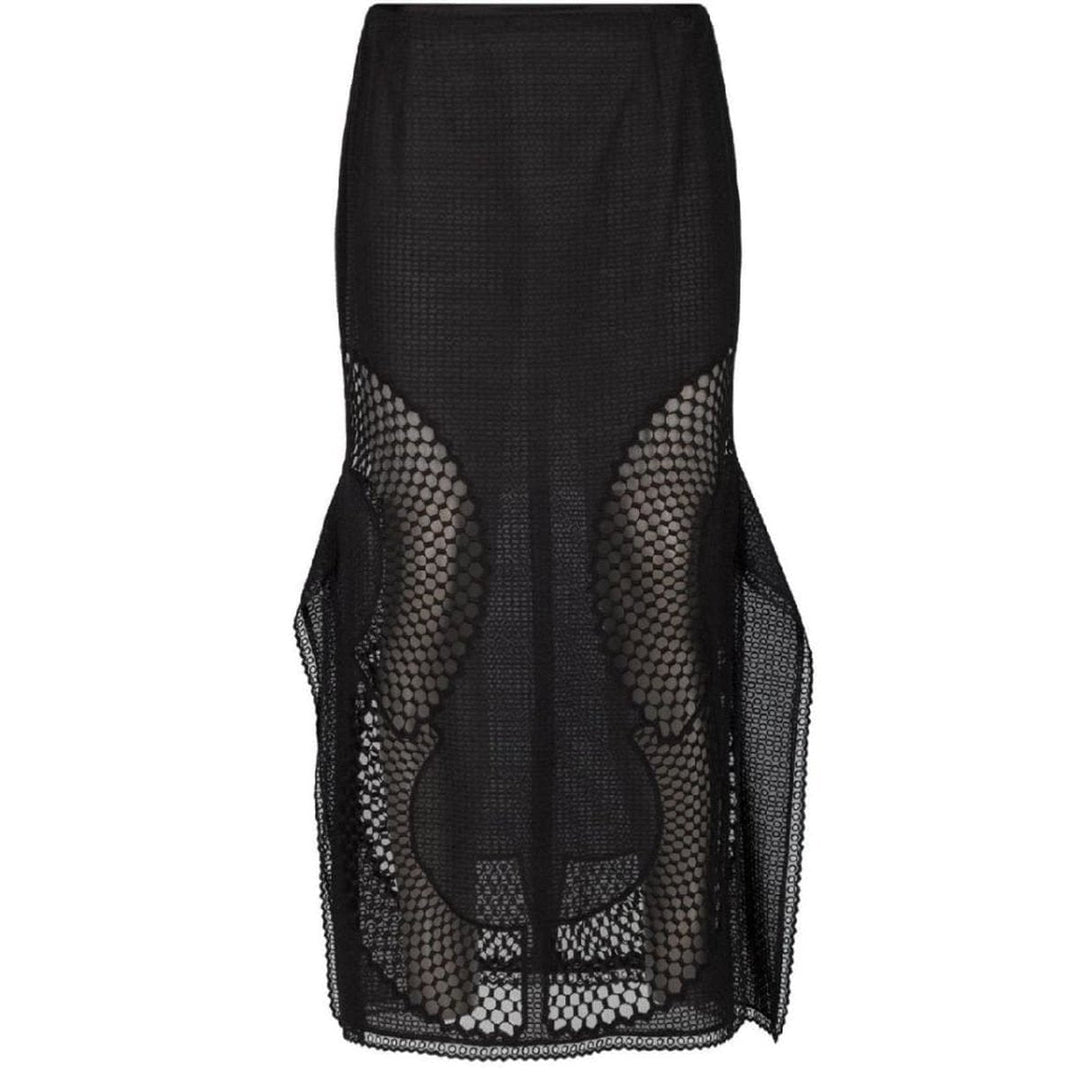 Perforated A-Line Black Skirt