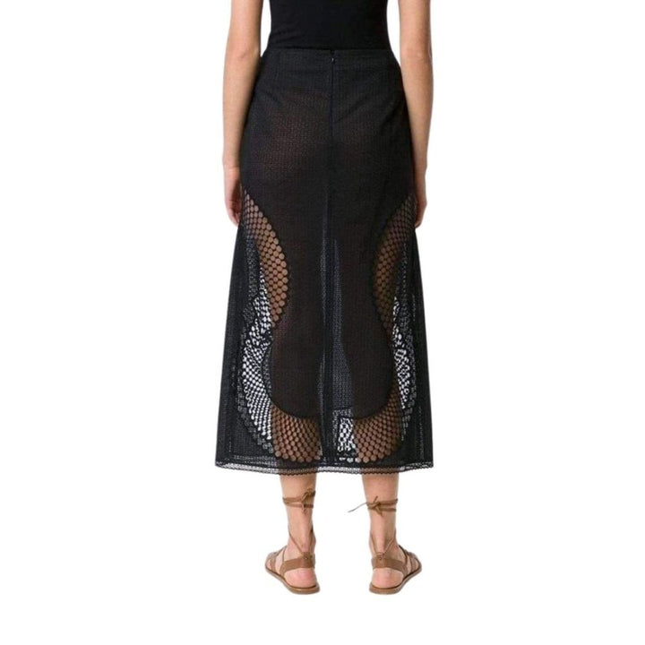 Perforated A-Line Black Skirt