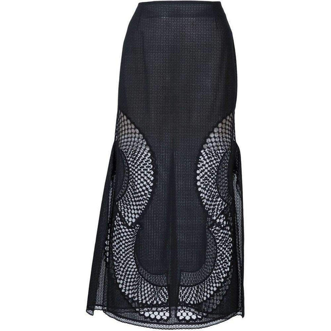 Stella McCartney-Perforated A-Line Black Skirt - Runway Catalog