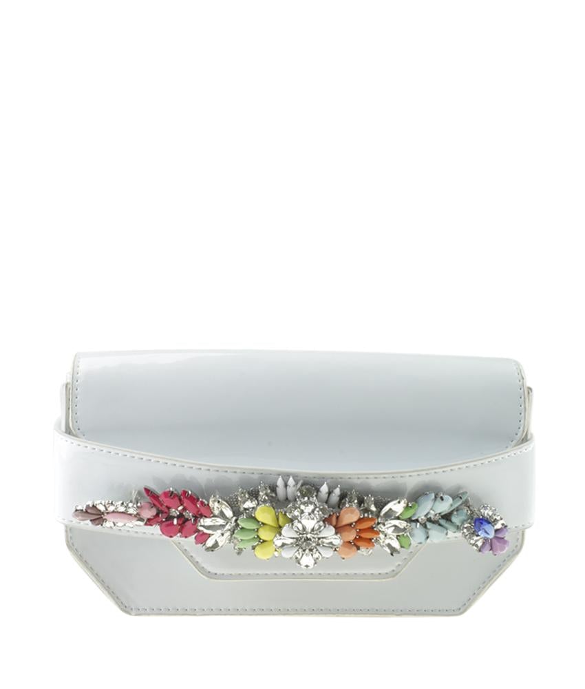 Steve Madden Pauline Mini White Patent Leather Evening Bag