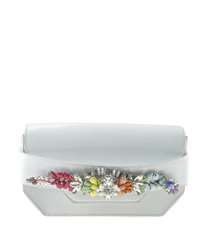 Steve Madden Pauline Mini White Patent Leather Evening Bag