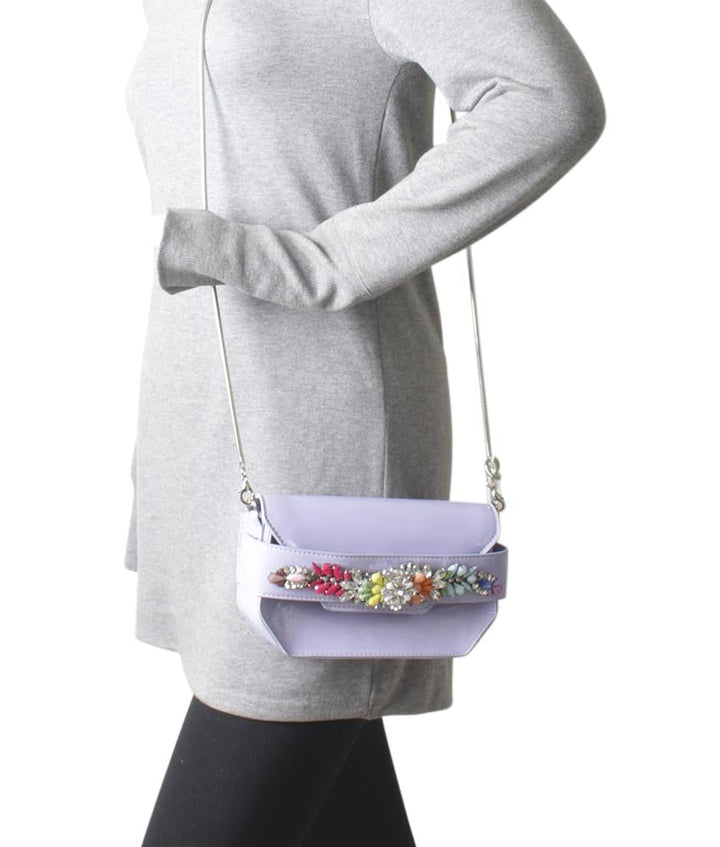 Steve Madden Pauline Mini Purple Solid Patent Leather Crossbody Bag