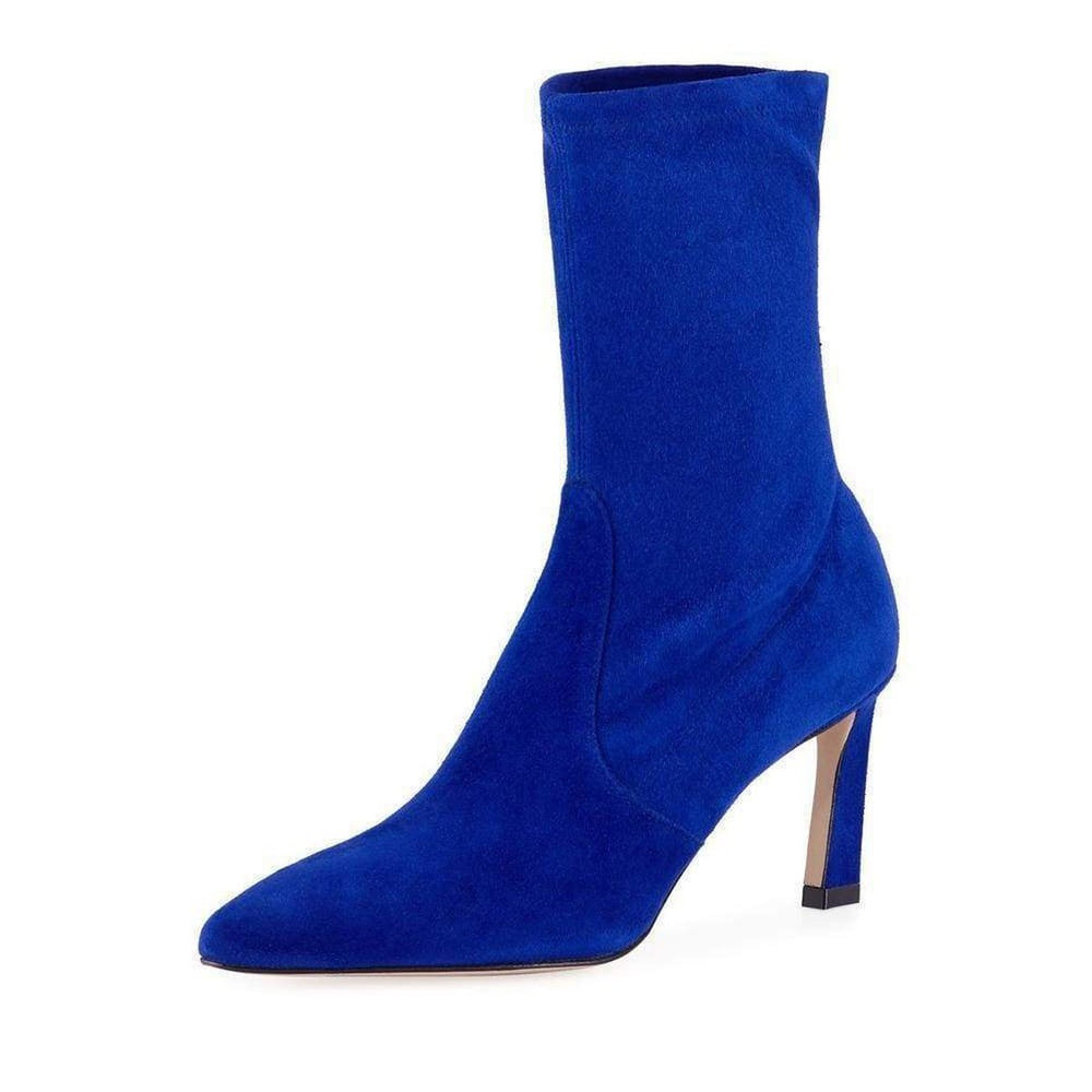 Stuart Weitzman-Rapture 75 Suede Sock Bootie - Runway Catalog