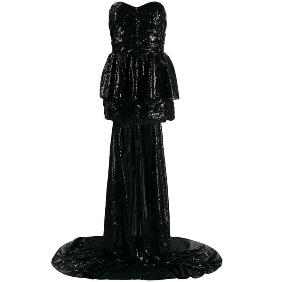 The Attico-Black Sequinned Gown With Cape - Runway Catalog