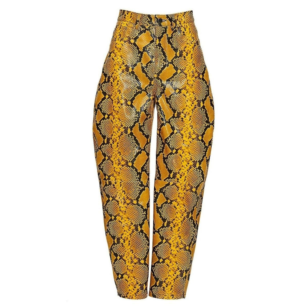 The Attico-Leather Python-Print Pants - Runway Catalog